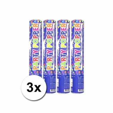 Grootverpakking met 3 gekleurde confetti kanonnen