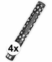 4x confetti kanonnen zilveren sterren 40 cm
